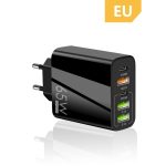   Sieťová nabíjačka, 5 portov, rýchle nabíjanie 65 W, 3 x USB, 2 x Type-C, univerzálna kompatibilita